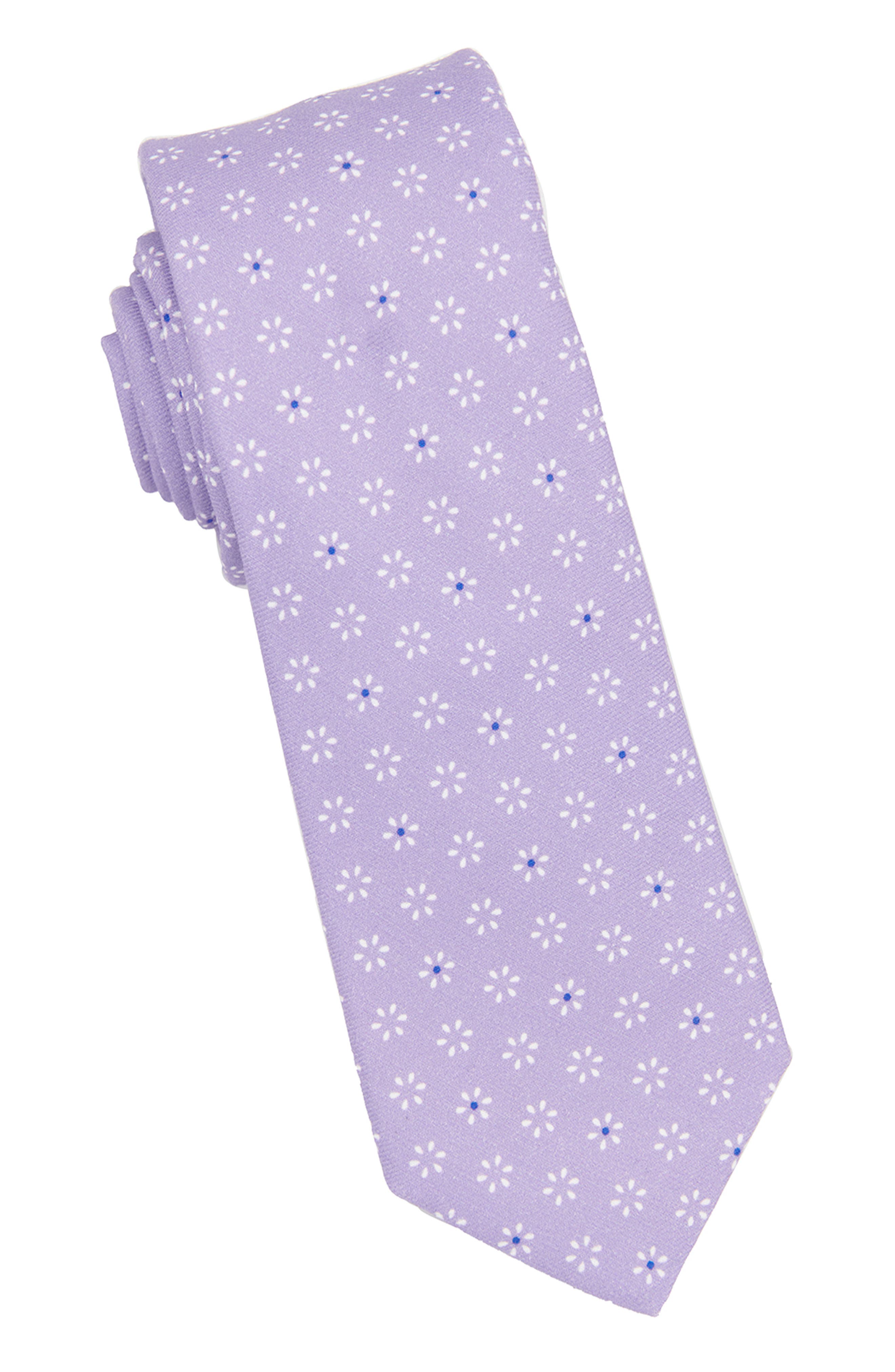 Brooklyn Brigade Geo Floral Cotton Tie In Lilac