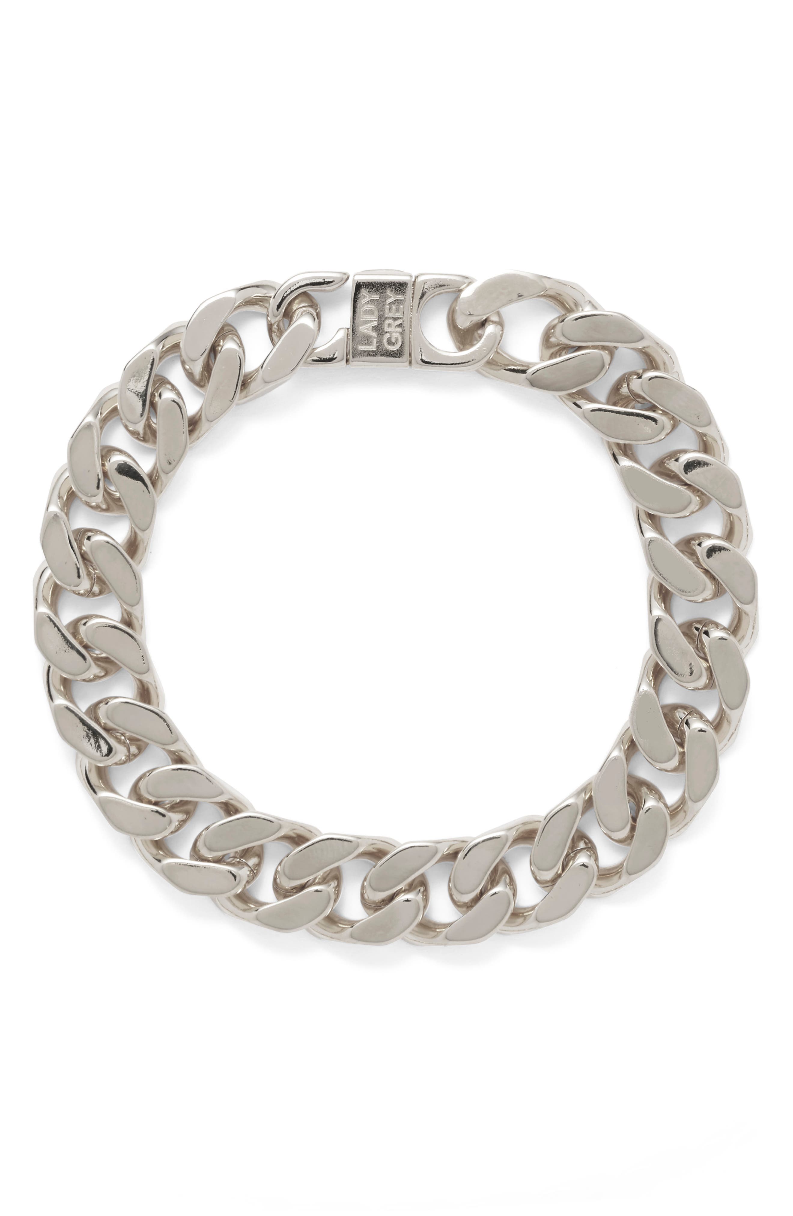 Lady Grey XXL Curb Chain Bracelet in Silver Cover