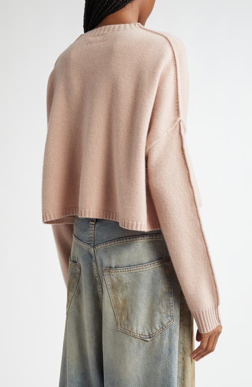 Shop Acne Studios Karat Cool Wool & Cashmere Crop Sweater In Dusty Pink