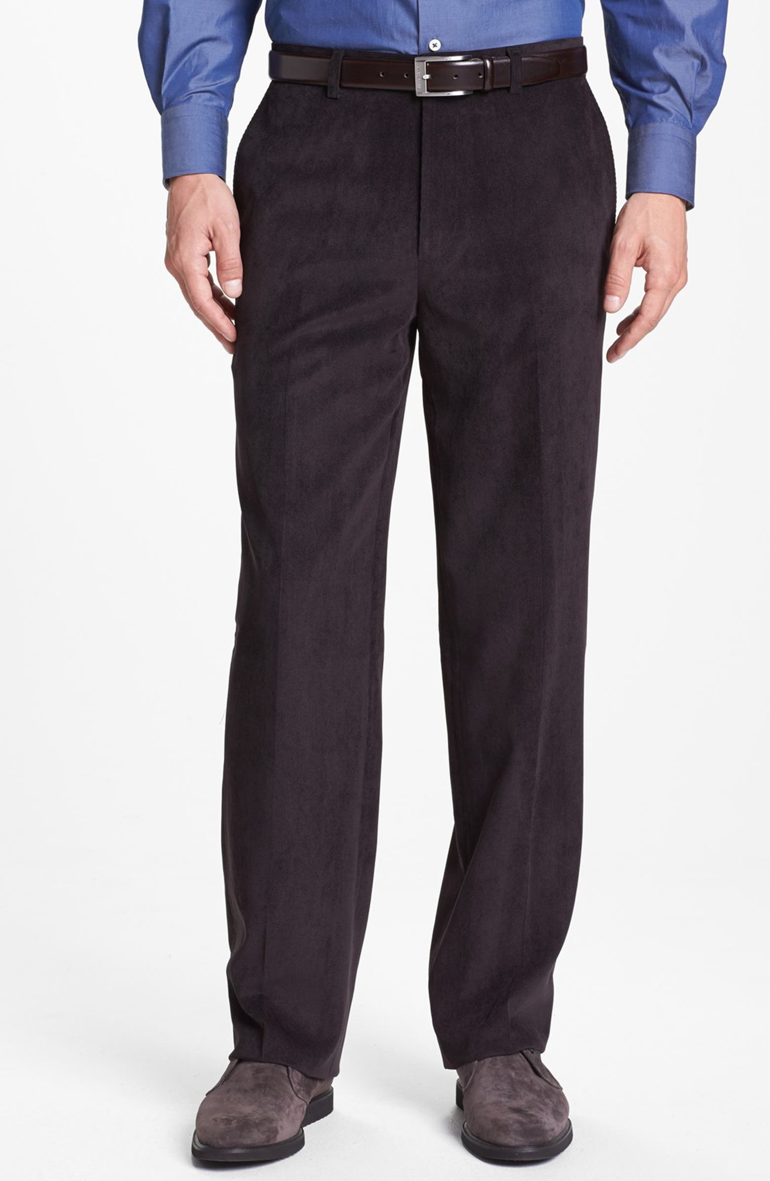 Linea Naturale 'Micro-Aire' Flat Front Corduroy Trousers | Nordstrom