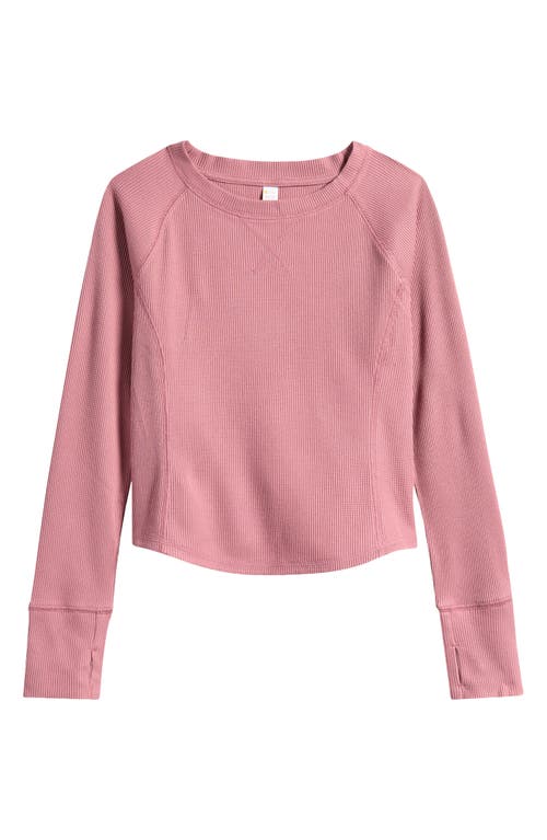 Shop Zella Girl Zen Long Sleeve Waffle Knit T-shirt In Pink Lilas