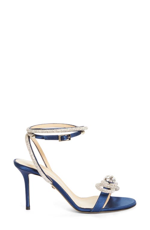 Shop Mach & Mach Double Crystal Bow Sandal In Navy Blue