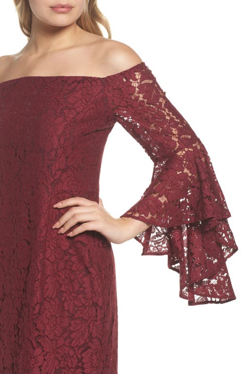 Chelsea28 Off The Shoulder Lace Dress In Burgundy London