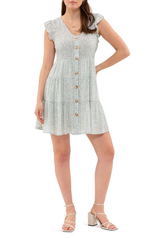 Blu Pepper Ruffle Cap Sleeve Dress In Light Sage | ModeSens