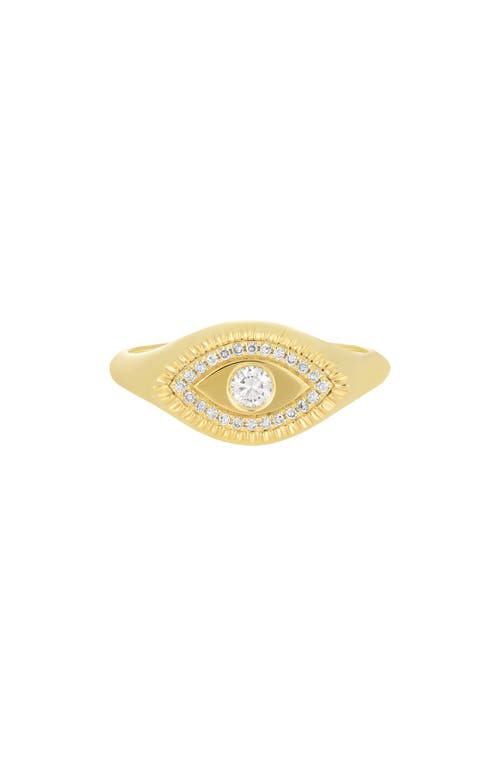 Ef Collection Evil Eye Diamond Signet Ring In 14k Yellow Gold