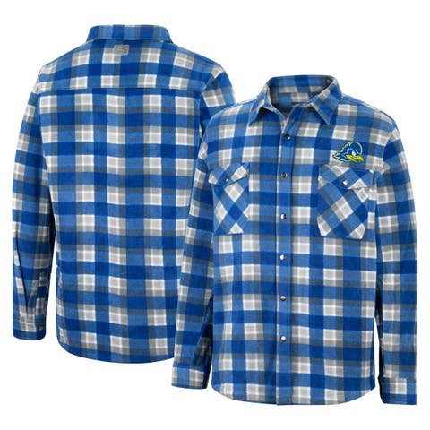 Antigua Kansas City Royals Royal/White Ease Flannel Button-Up Long