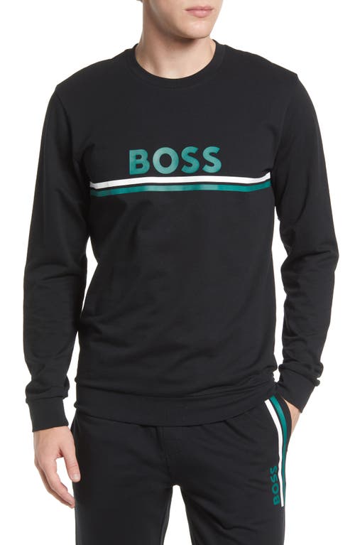 HUGO Essential Logo Cotton Sweatshirt in Black