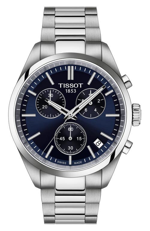 Tissot PR100 Chronograph Bracelet Watch, 40mm in Blue/Silver 