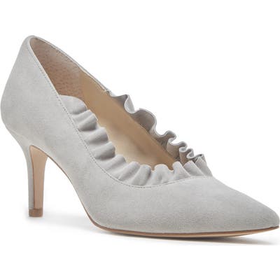 Sole Society Ruffle Trim Pointed Toe Pump, Grey