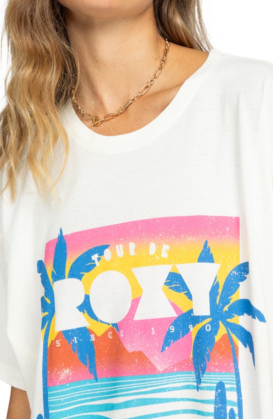 Shop Roxy Tour De  Oversize Cotton Graphic T-shirt In Egret