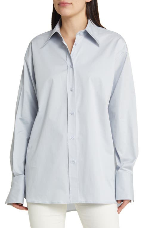 Closed Iconic Solid Stretch Cotton Button-Up Shirt Soft Blue at Nordstrom,