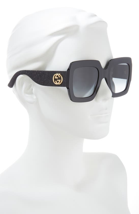 Shop Gucci 54mm Square Sunglasses In Black Black Grey