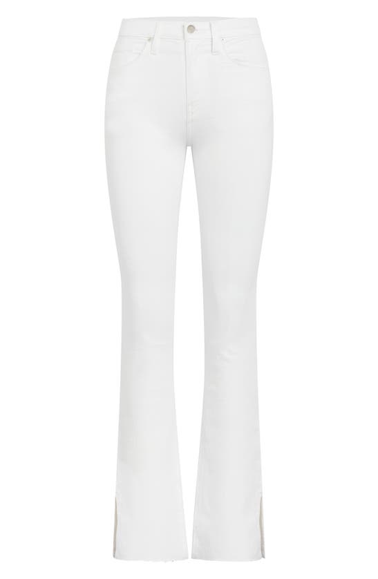 Hudson Barbara Split Raw Hem High Waist Baby Bootcut Jeans In White