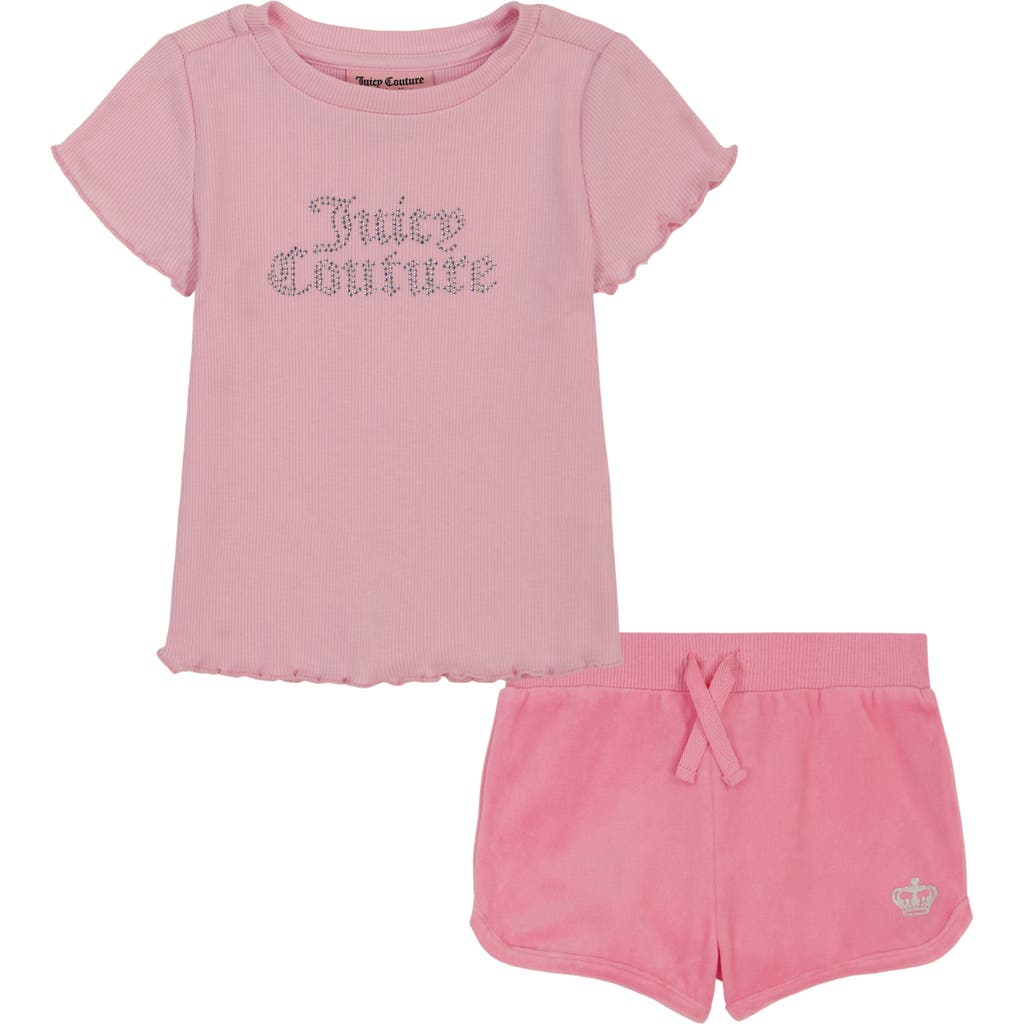 Juicy Couture Kids' Ruffle Edge T-shirt & Shorts In Pink