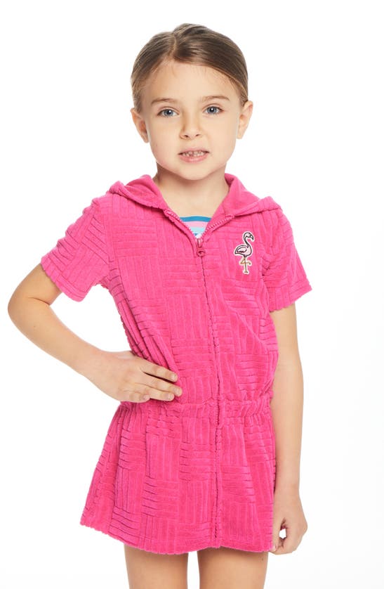 Shop Andy & Evan Kids' Flamingo Hooded Cover-up Dress In Pink Flamingo