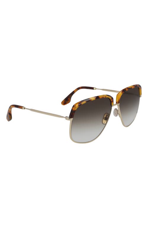 Shop Victoria Beckham 59mm Semi Rimless Sunglasses In Gold/tortoise