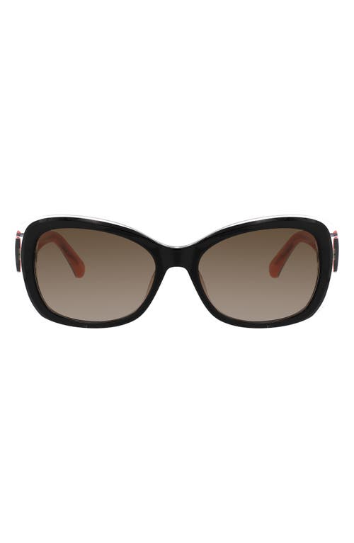 Shop Kate Spade New York Elowen 55mm Gradient Rectangular Sunglasses In Black Pink/brown