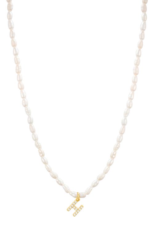 Shop St. Moran Initial Freshwater Pearl Beaded Necklace In White - H