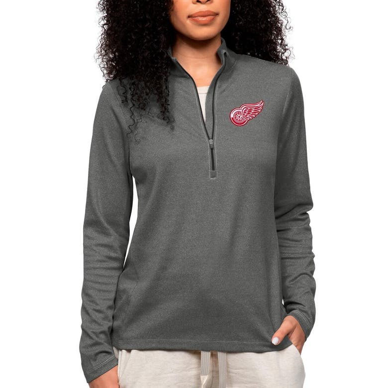 Shop Antigua Heather Charcoal Detroit Red Wings Primary Logo Epic Quarter-zip Pullover Top