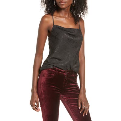 Socialite Drape Neck Bias Camisole, Black