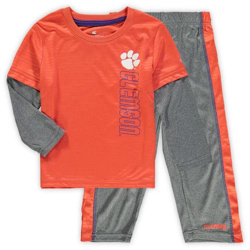 Toddler Colosseum Orange/Heathered Gray Clemson Tigers Bayharts Long Sleeve T-Shirt and Pants Set