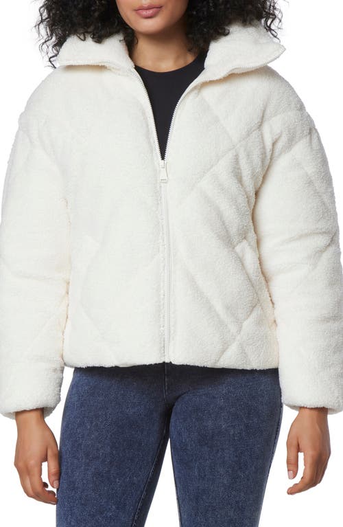 High Pile Fleece Puffer Jacket in Cream