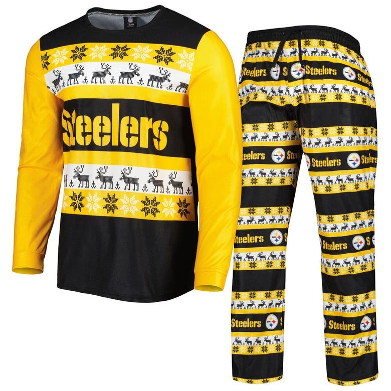 Women's FOCO Black Pittsburgh Steelers Team Ugly Pajamas Set