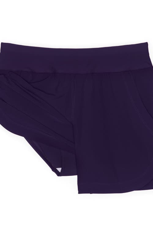 Shop Lands' End 5" Quick Dry Elastic Waist Board Shorts Swim Cover-up Shorts With Panty In Blackberry