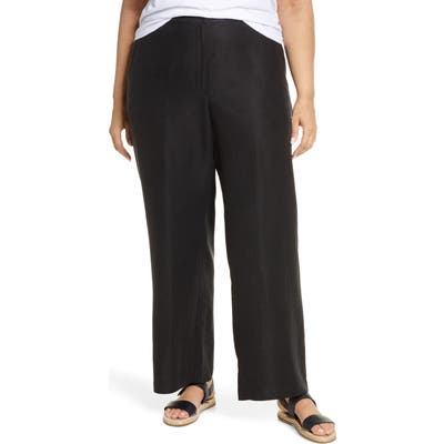 Plus Size Eileen Fisher Straight Leg Pants, Black