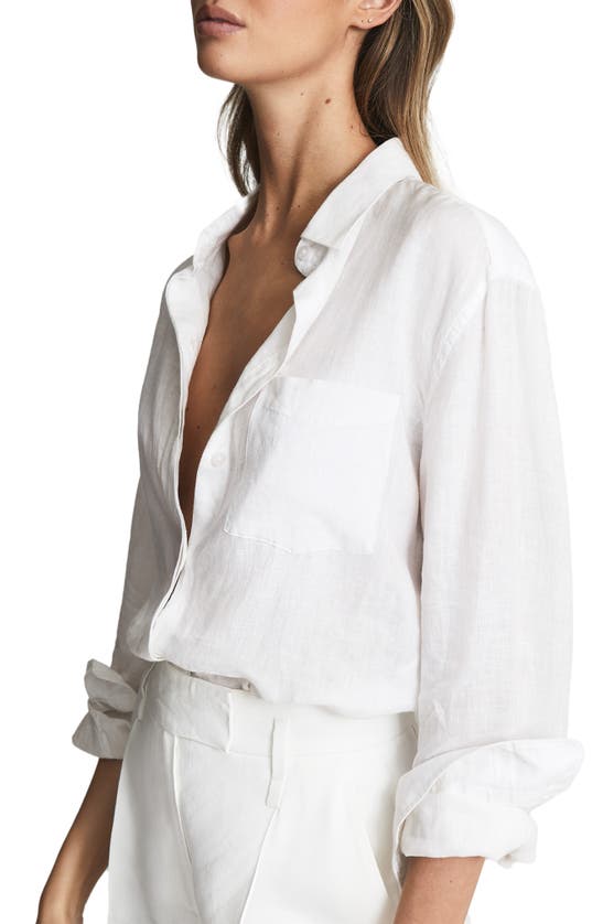 Shop Reiss Campbell Linen Button-up Shirt In White