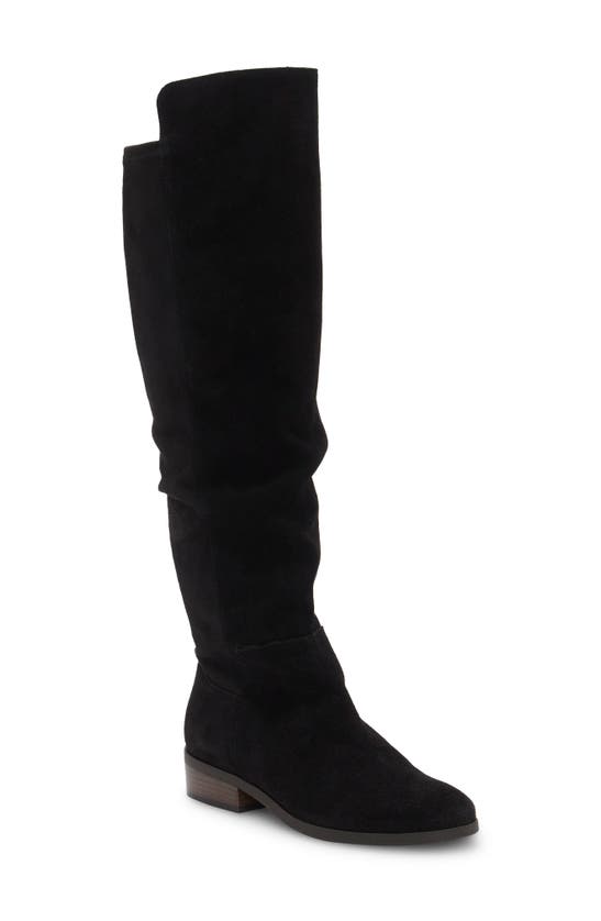 Lucky Brand Calypsow Suede Slouch Boot In Black