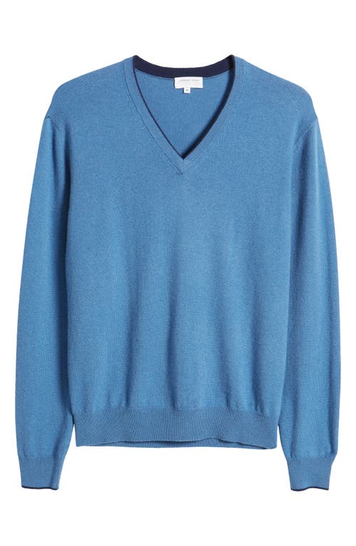 Lorenzo Uomo Tipped Merino Wool Sweater In Steel Blue