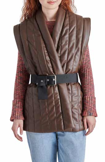 Belted Faux Leather Vest Dress - Cinnamon