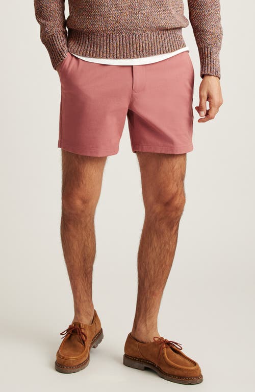 Washed Stretch Cotton Chino Shorts in Withered Rose