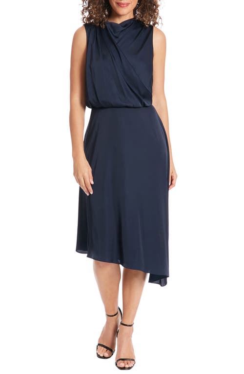 Nordstrom Maggy London Pleated Blouson Asymmetric Dress Navy at Nordstrom Mall of America