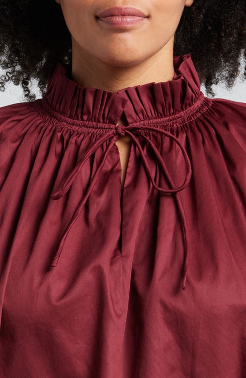 Shop Harshman Audrey Tie Detail Cotton Pullover Top In Burgundy