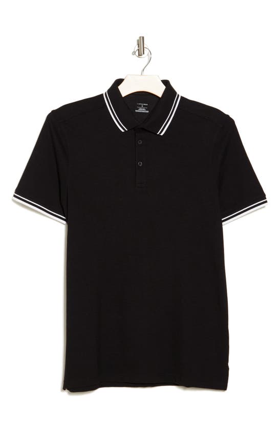 Shop 14th & Union Coolmax® & Cotton Blend Tipped Polo In Black