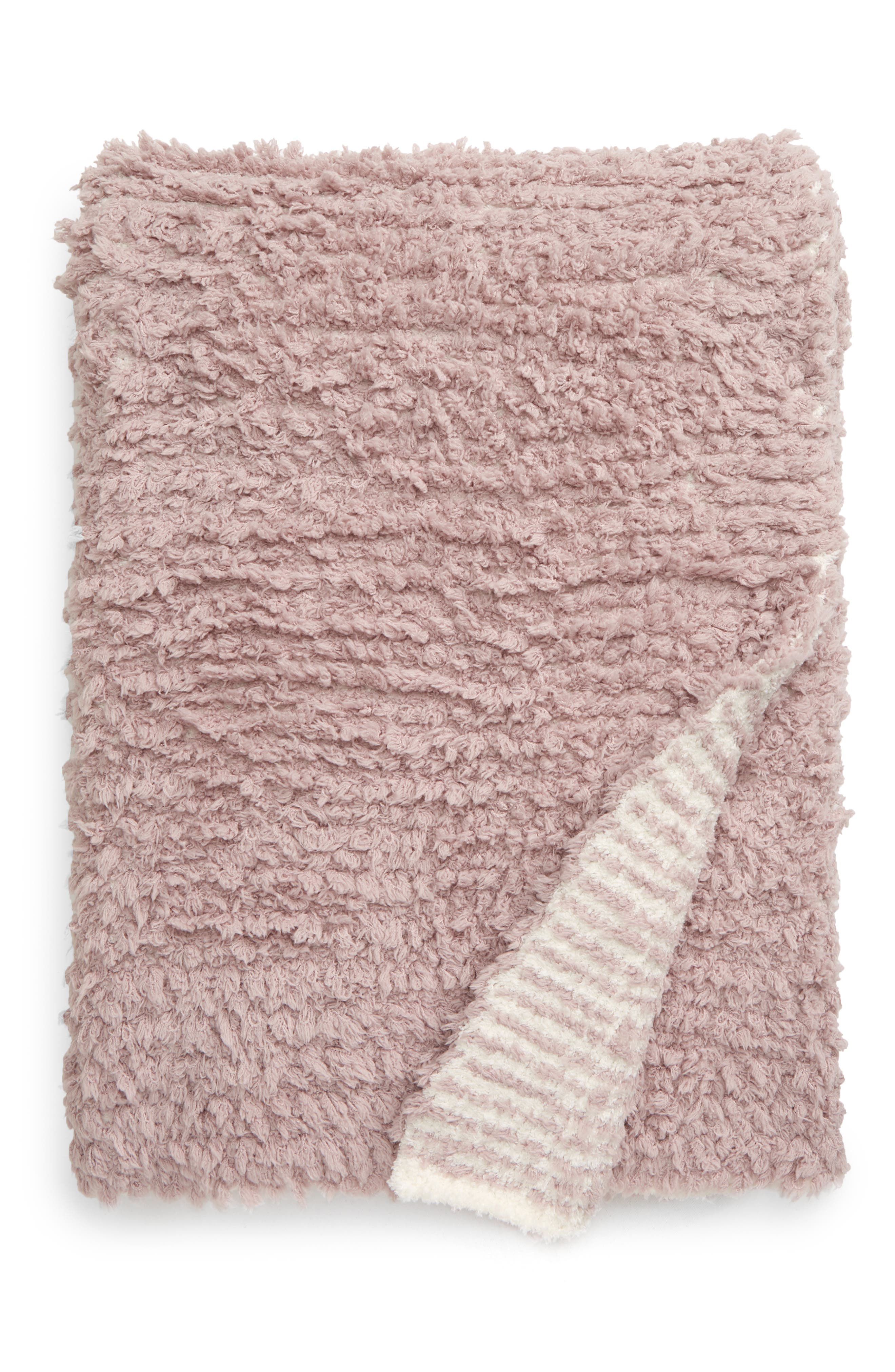 BAREFOOT DREAMS<SUP>®</SUP> CozyChic<sup>™</sup> Loop Fringe Throw Blanket, Main, color, FADED ROSE/ CREAM
