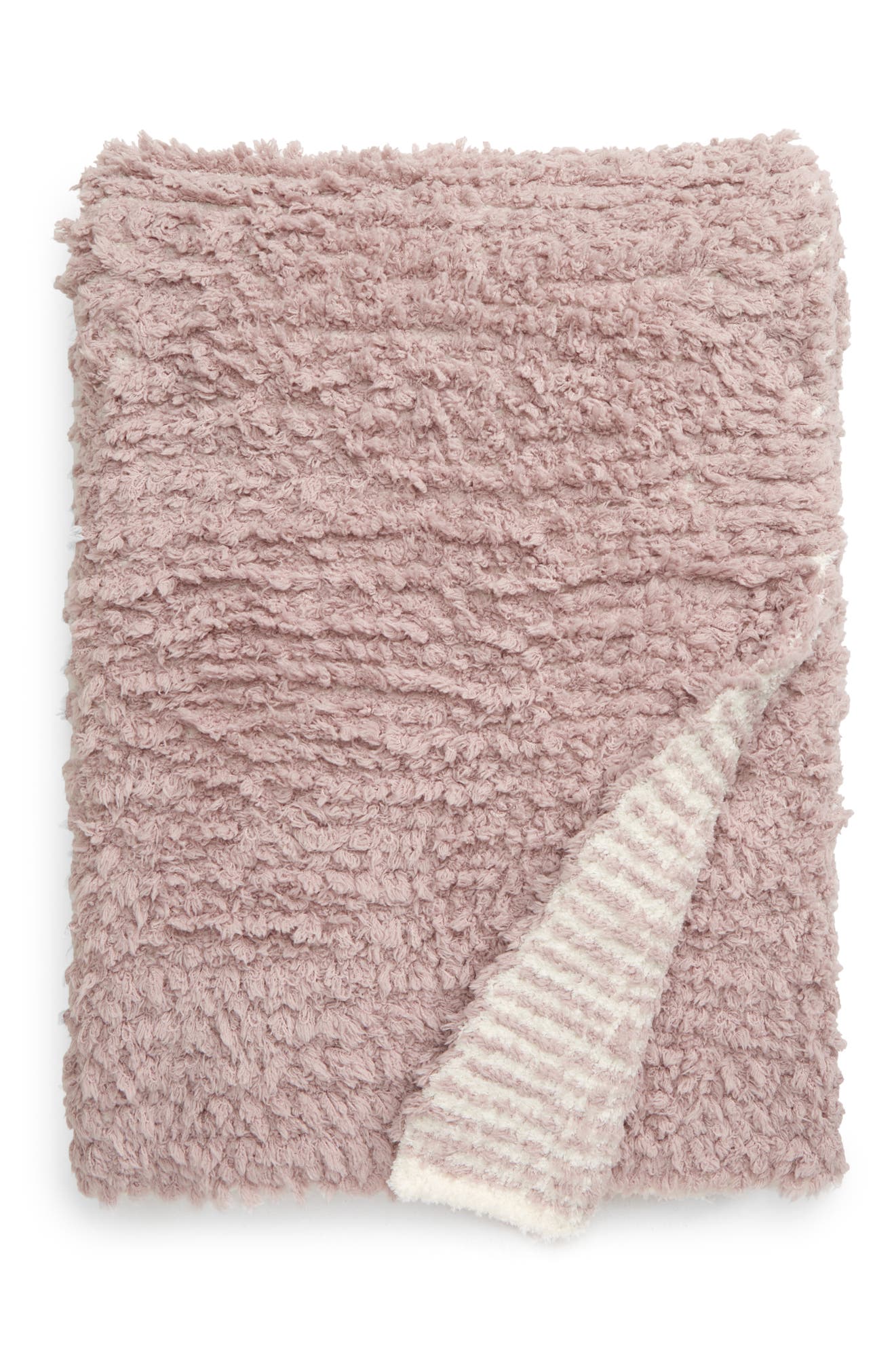 BAREFOOT DREAMS<SUP>®</SUP> CozyChic<sup>™</sup> Loop Fringe Throw Blanket, Main, color, FADED ROSE/ CREAM