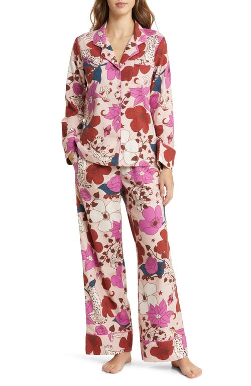 Cozy Chic Print Flannel Pajamas in Pink Smoke Woodland Floral