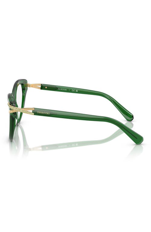 Swarovski 53mm Cat Eye Optical Glasses In Transparent Green
