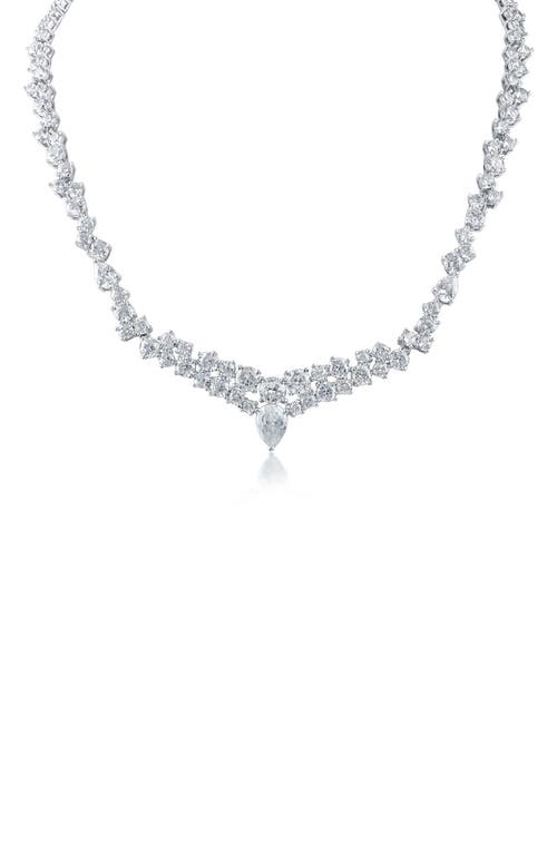 Shop Cz By Kenneth Jay Lane Round & Pear Cz Collar Necklace In Clear/silver