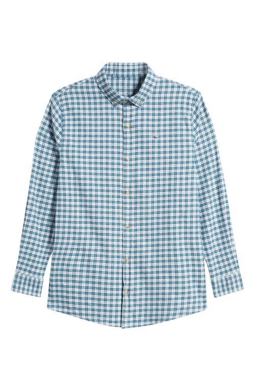 vineyard vines Kids' Check Cotton Stretch Flannel Button-Down Shirt Larkspur at