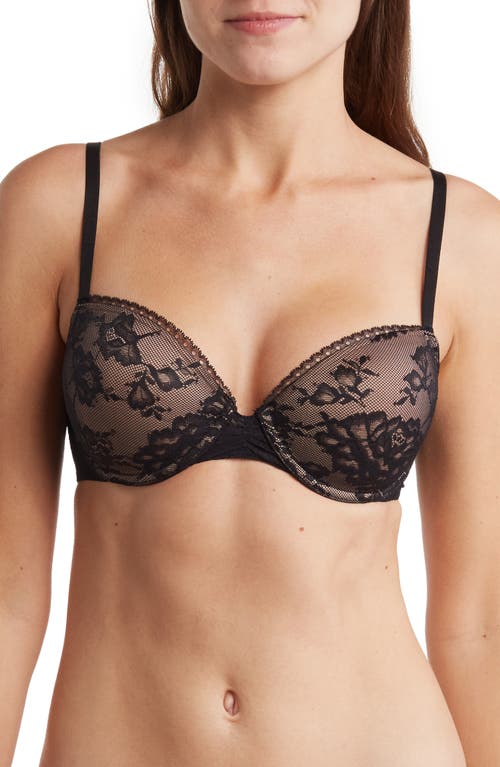 Shop Skarlett Blue Demi Underwire Lace T-shirt Bra In Black/nylon