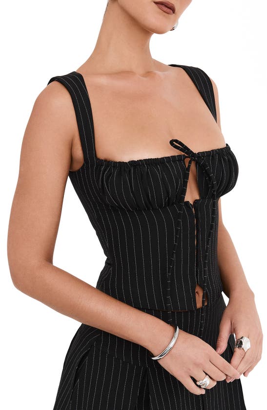 Shop Mistress Rocks Pinstripe Corset In Black