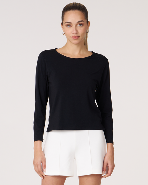 Shop Rebody Active Rebody Essentials Mid Length Long Sleeve Top In Black