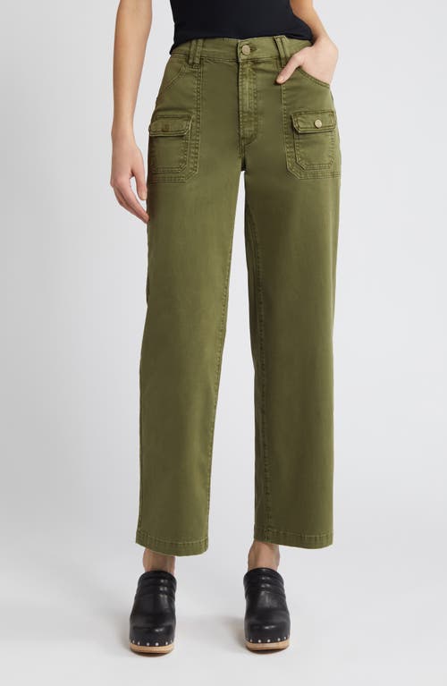 Utility Pocket Straight Leg Ankle Jeans in Washed Winter Moss