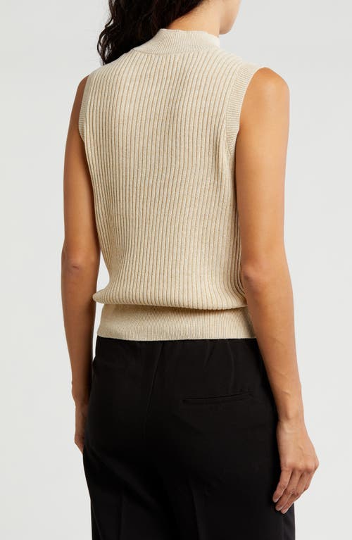 Gemma + Jane Sleeveless Rib Sweater In Khaki Gold