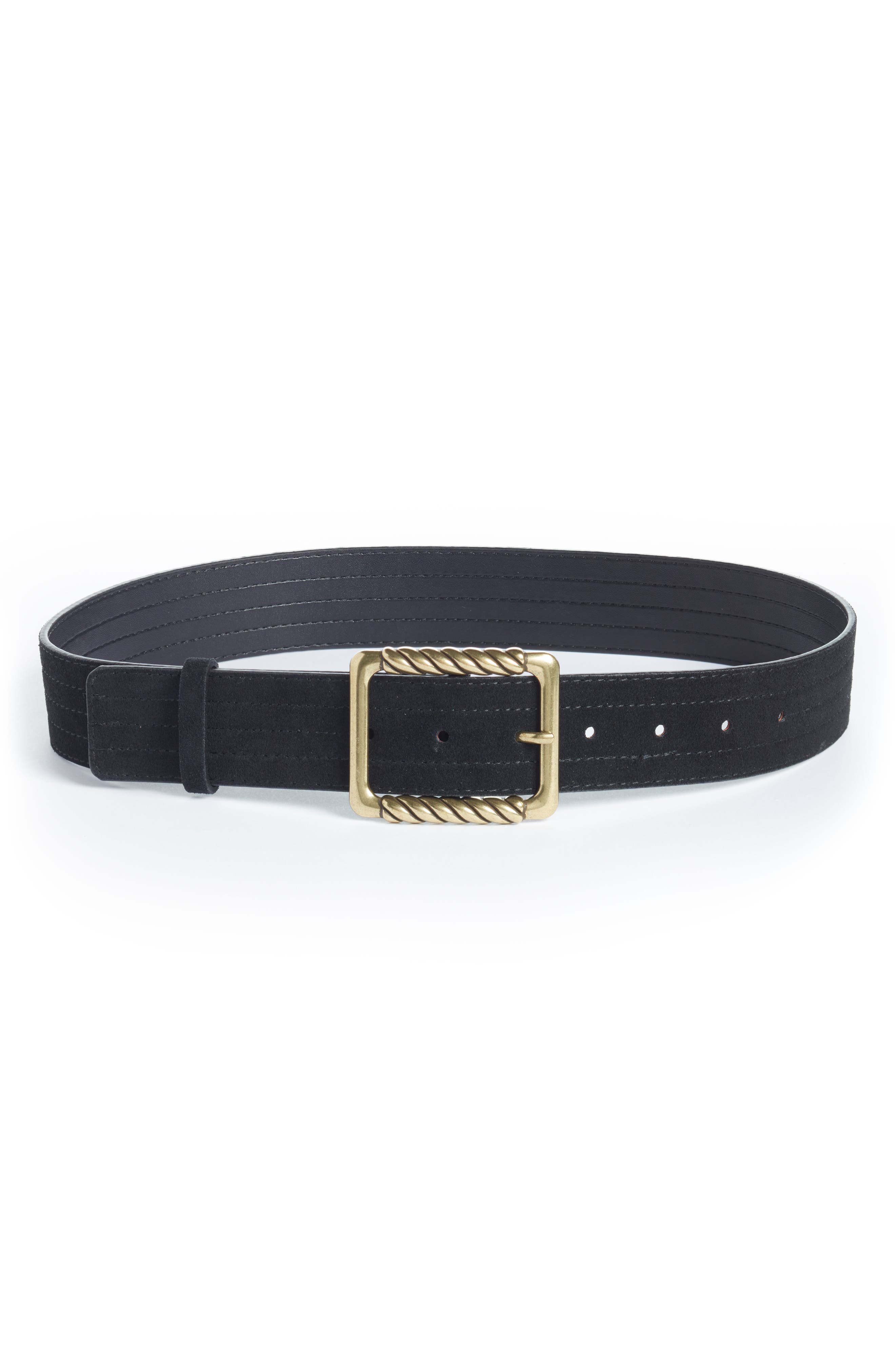 Treasure & Bond Oval Buckle Leather Belt in Black at Nordstrom, Size Medium