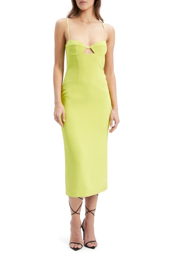 Shop Bardot Vienna Cutout Midi Dress In Lime